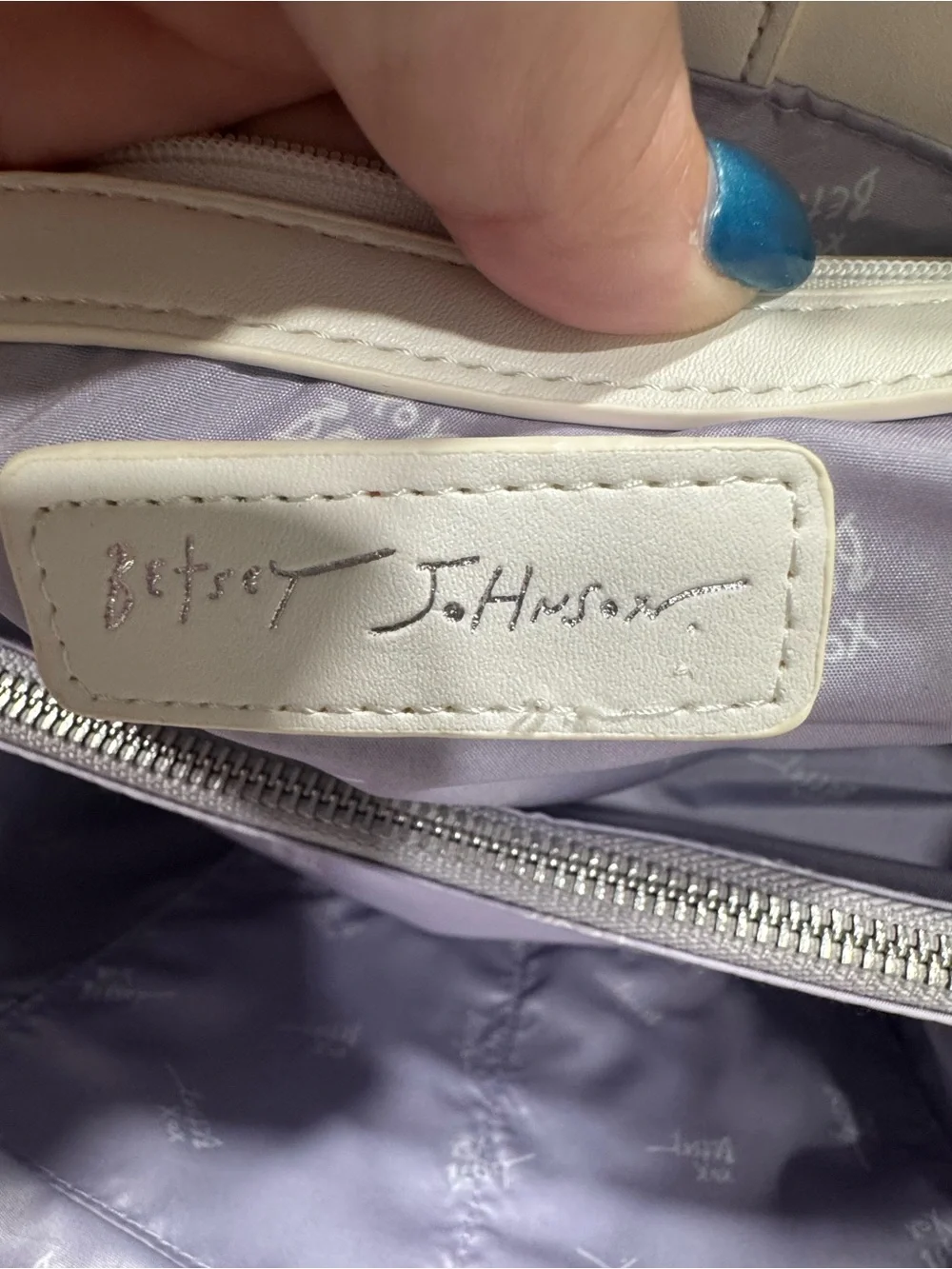 NWT Heart-Quilted Lavender and White Tote Bag by Betsey Johnson